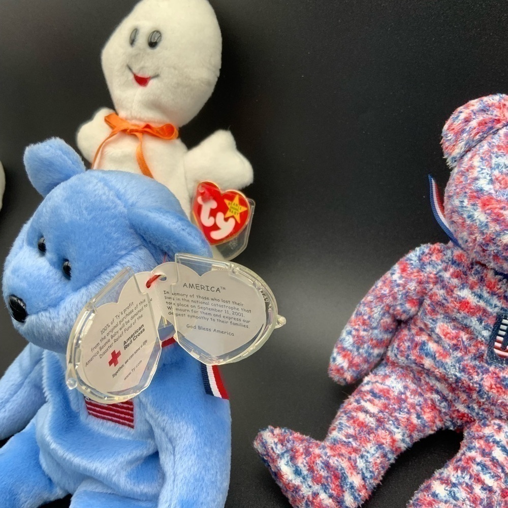 Lot Of 5 Ty Beanie Babies Inc. SPOOKY the Ghost 10-31-1995 PVC Pellets - Picture 3 of 14